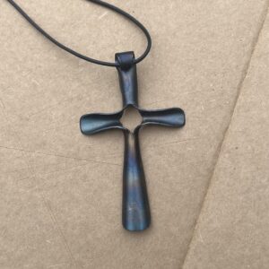 Tempered Steel Split Cross Pendant